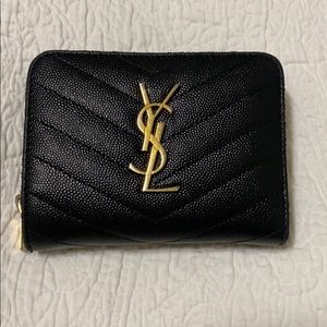 YSL monogram compact zip around wallet